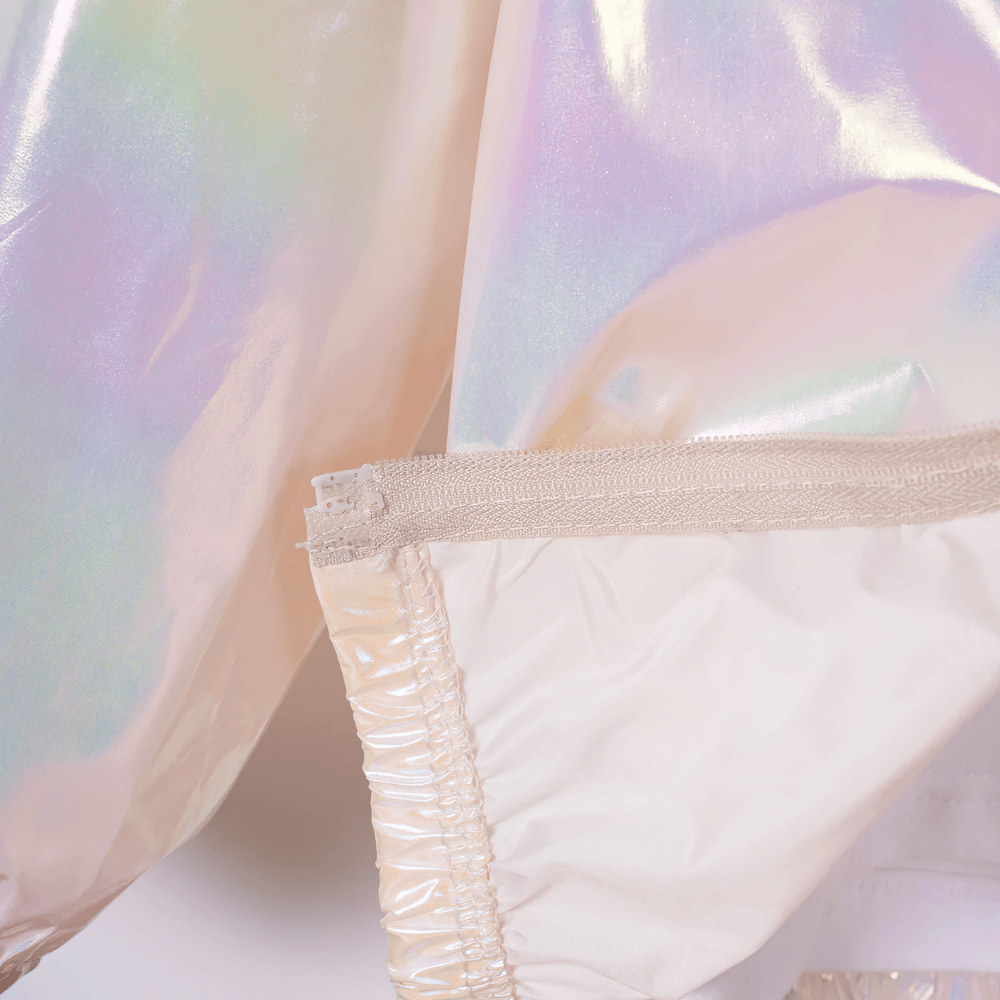 Iridescent Waterproof Jacket with Hood and Zipper - SF3613