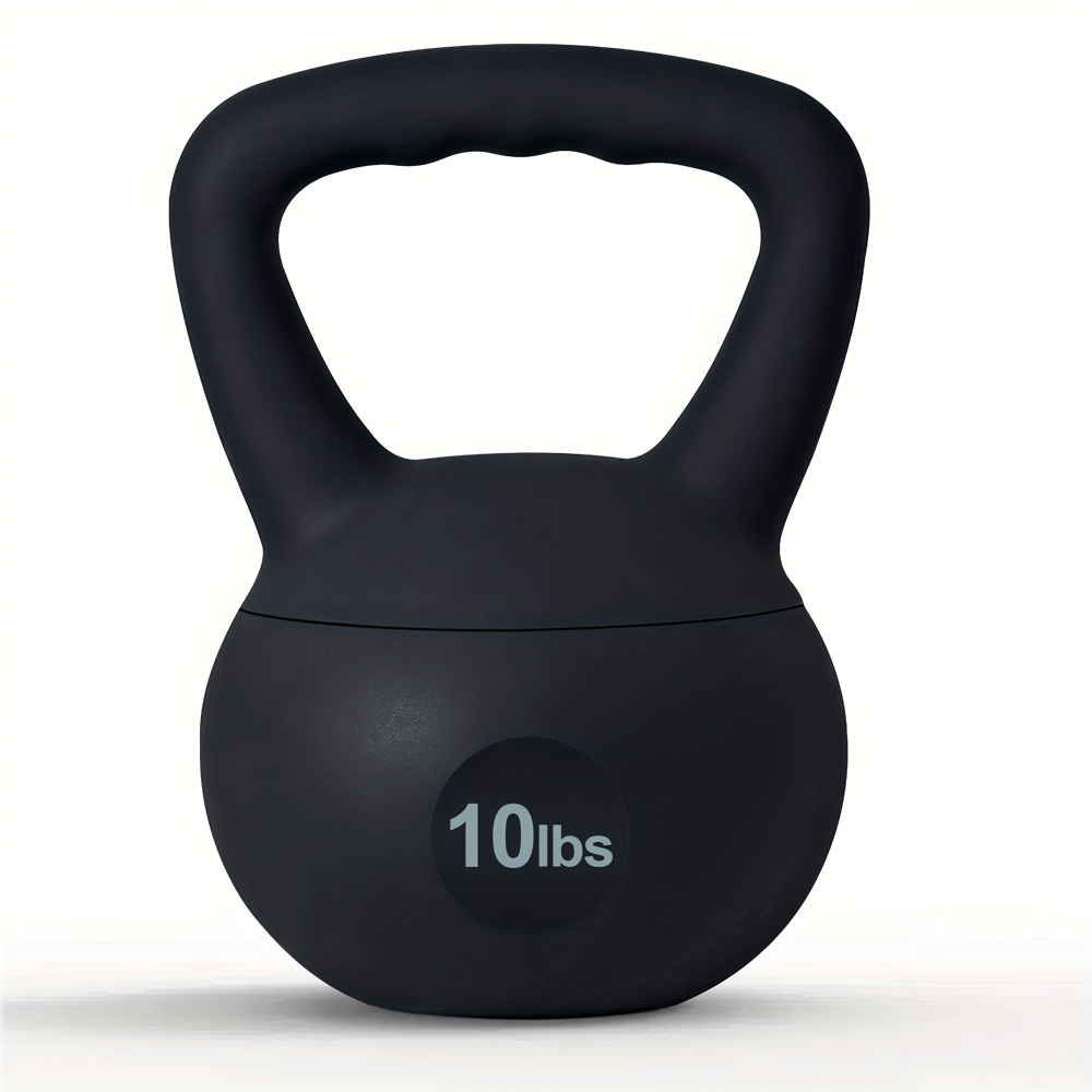 10lb black kettlebell for home and gym strength training, versatile with wide handles for full-body workouts, SF2957