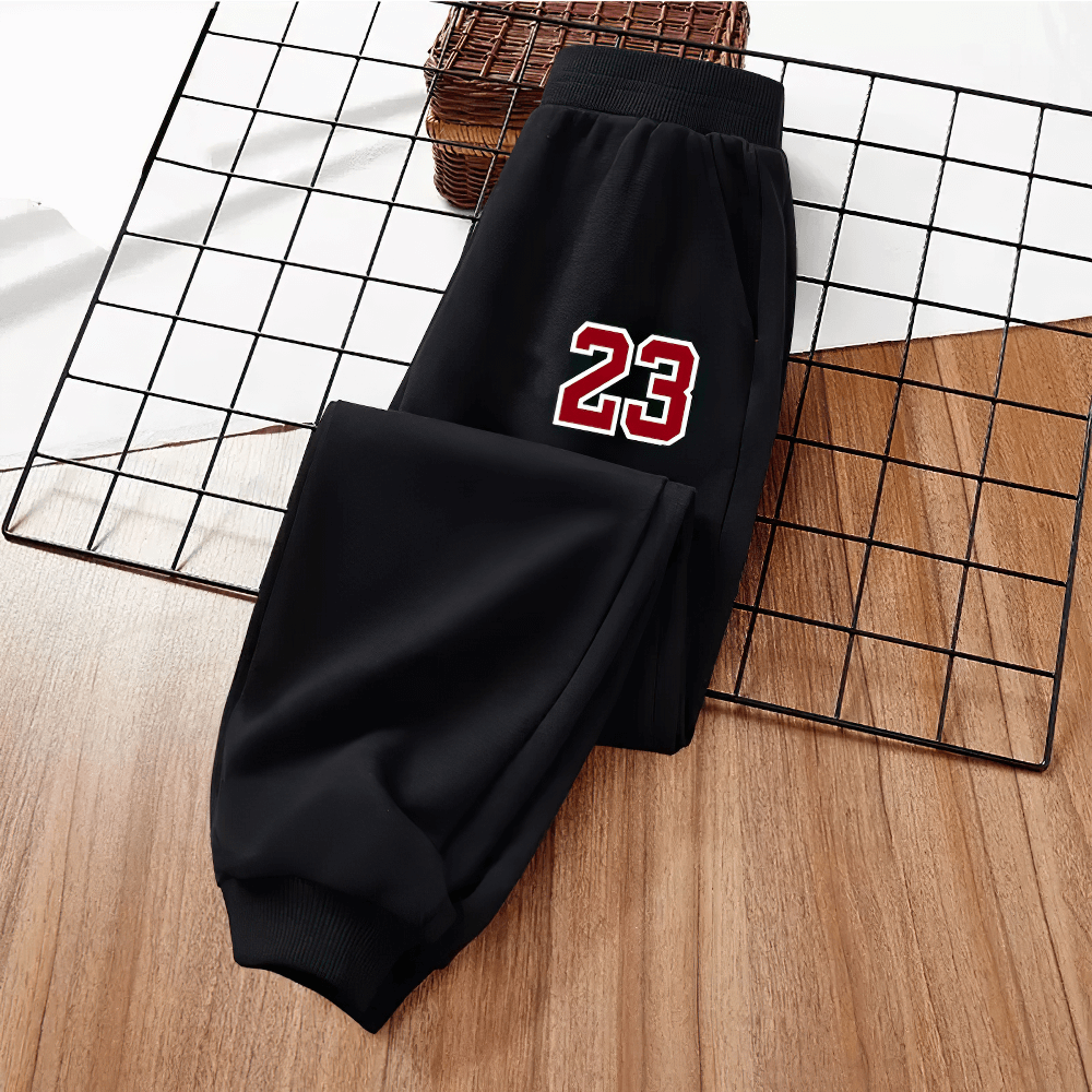 Kid's Basketball Number Long Sport Pants - SF3572 with iconic number 23 print, perfect for active children in spring and autumn.