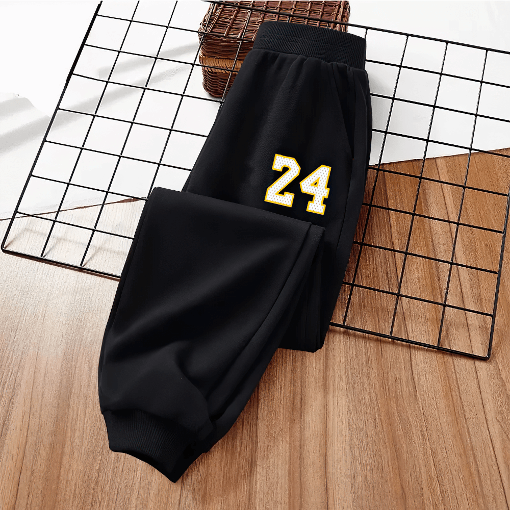 Kid's Basketball Number Long Sport Pants - SF3572 with elastic waistband and iconic number print for active children, ideal for spring and autumn.