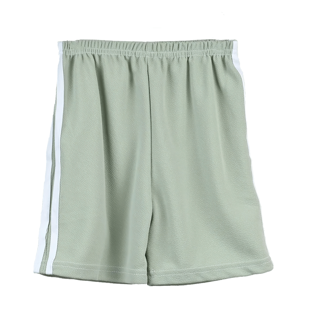 Kids Athletic Shorts with Side Stripes Design - SF3766 in light green, featuring elastic waistband and breathable fabric for active days.