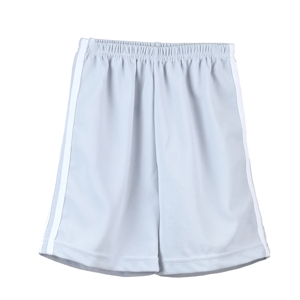 Kids Athletic Shorts with Side Stripes Design - SF3766, white sports shorts with elastic waistband perfect for active boys and girls.