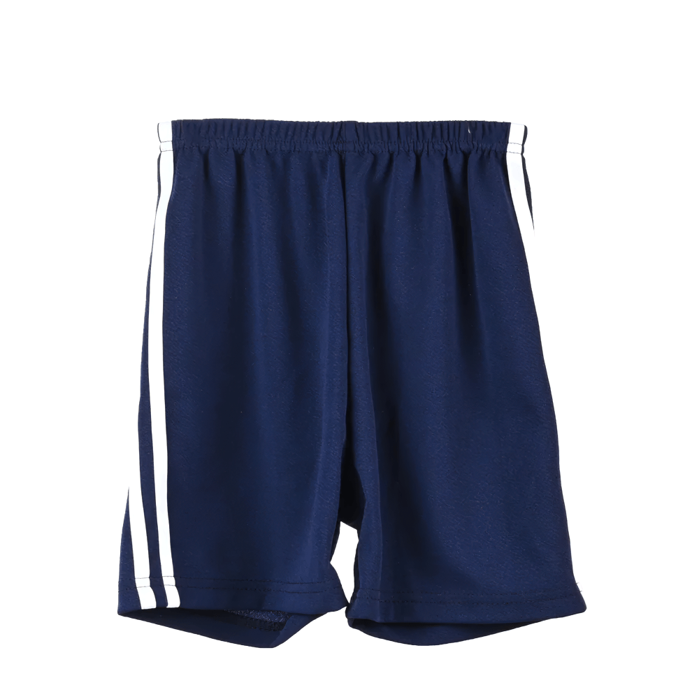 Kids Athletic Shorts with Side Stripes Design - SF3766, navy blue with white stripes, perfect for active play and sports.