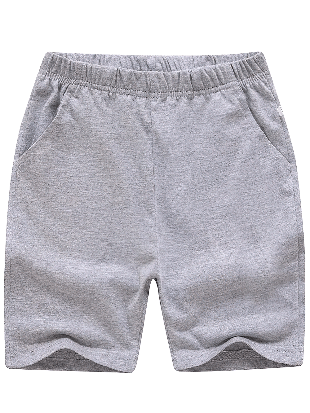 Kids Basic Elastic Waistband Cotton Shorts - SF3820 in grey with side pockets, ideal for casual wear, sports, or lounging. Comfy and practical.