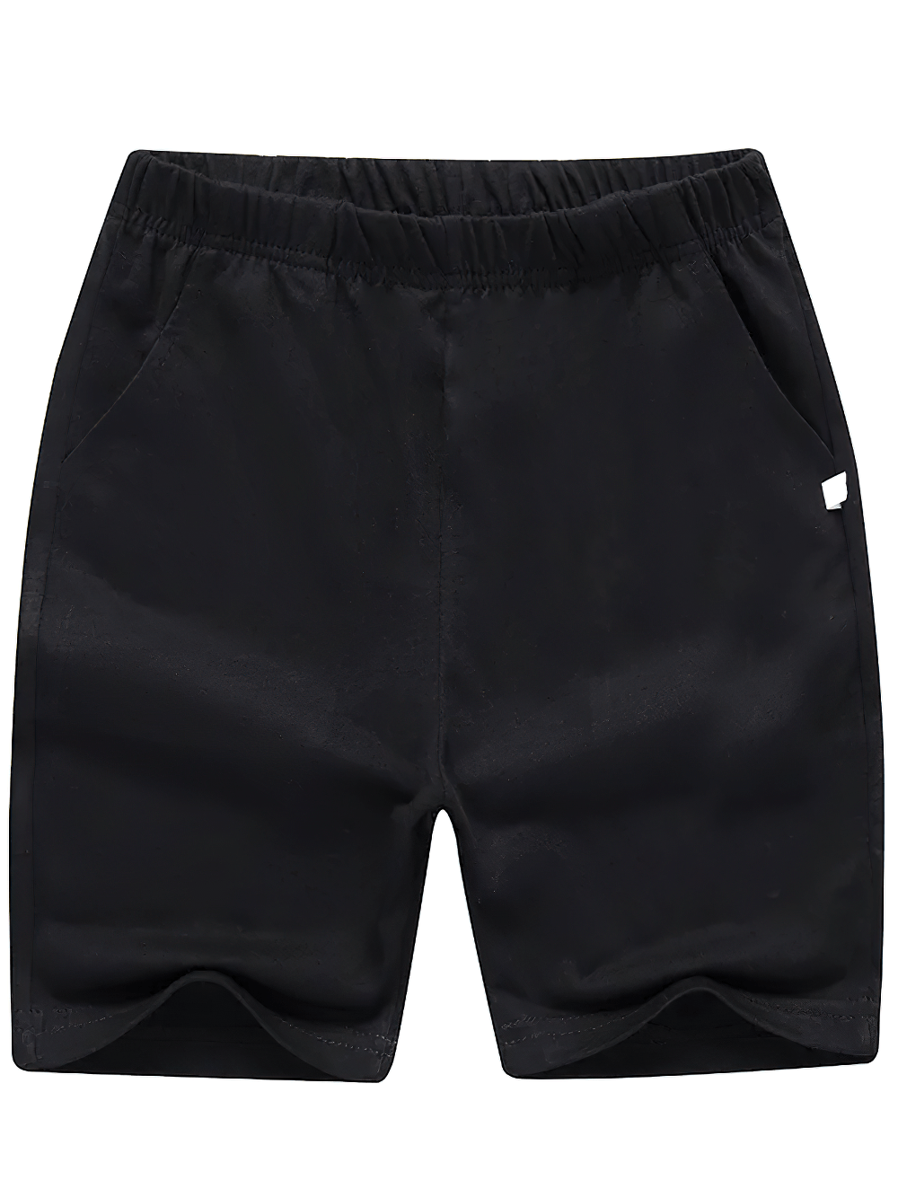 Kids Basic Elastic Waistband Cotton Shorts - SF3820 in black with side pockets, perfect for casual wear and activities.