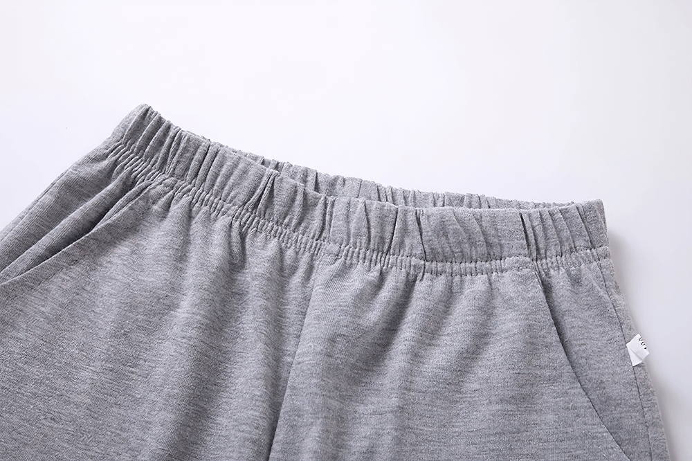 Kids Basic Elastic Waistband Cotton Shorts - SF3820 in grey, showcasing side pockets and soft fabric for casual comfort and versatility.