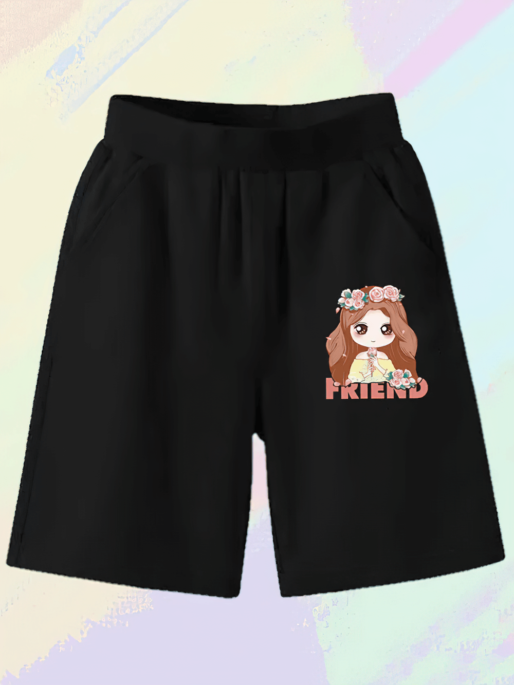 Kids' Cartoon Shorts with Pocket Detail - SF3833, featuring cute character print, 