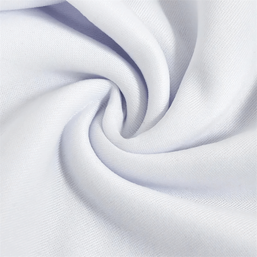 Close-up of soft white fabric swirl, showcasing the texture of kids casual pullover hoodie material, model SF3092.