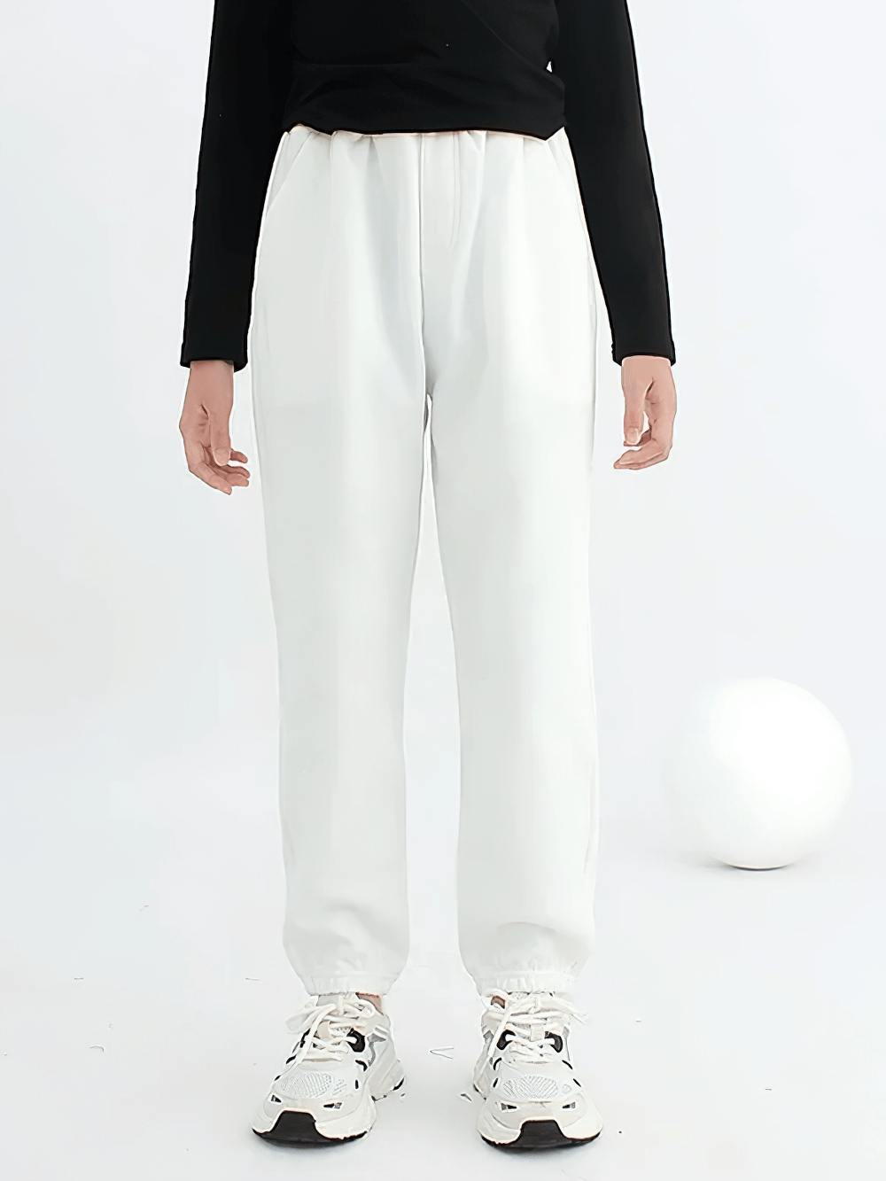 Kids Casual Sports Jogger Pants with Pockets - SF3612 featuring elastic waist and side pockets in white.