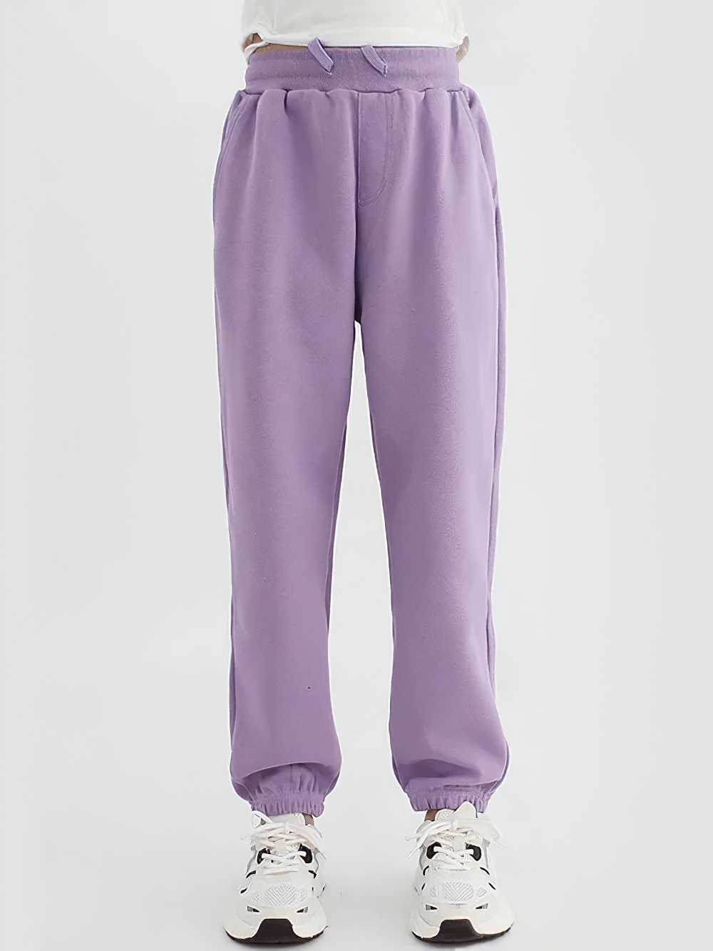 Kids Casual Sports Jogger Pants with Pockets - SF3612 in purple with elastic waistband, perfect sportswear for active kids.