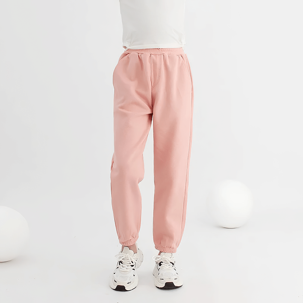 Kids Casual Sports Jogger Pants with Pockets - SF3612 in pink, featuring elastic waist and stylish design for active kids.
