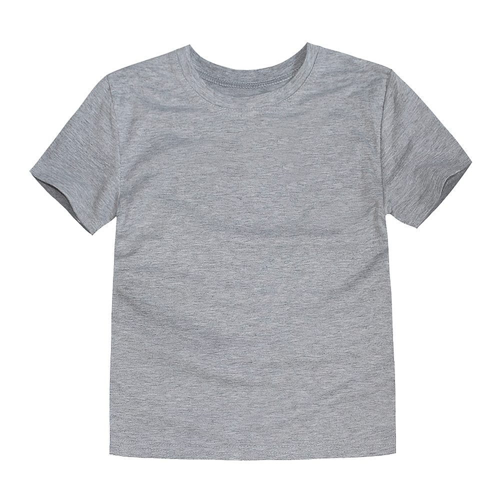 Kids unisex cotton O-neck short-sleeved T-shirt in gray, perfect for casual everyday wear, features breathable fabric and relaxed fit.