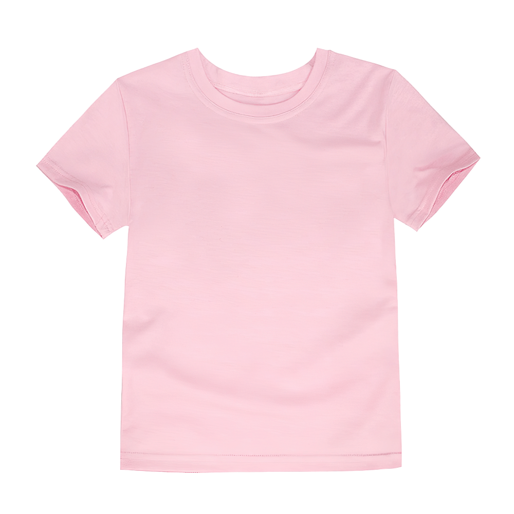 Pink kids cotton O-neck short-sleeved T-shirt SF3124. Unisex design, perfect for casual and school wear.