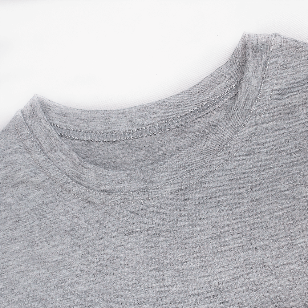 Gray kids cotton O-neck short-sleeved T-shirt, unisex, breathable fabric, versatile for casual everyday wear, toddlers, and youth.