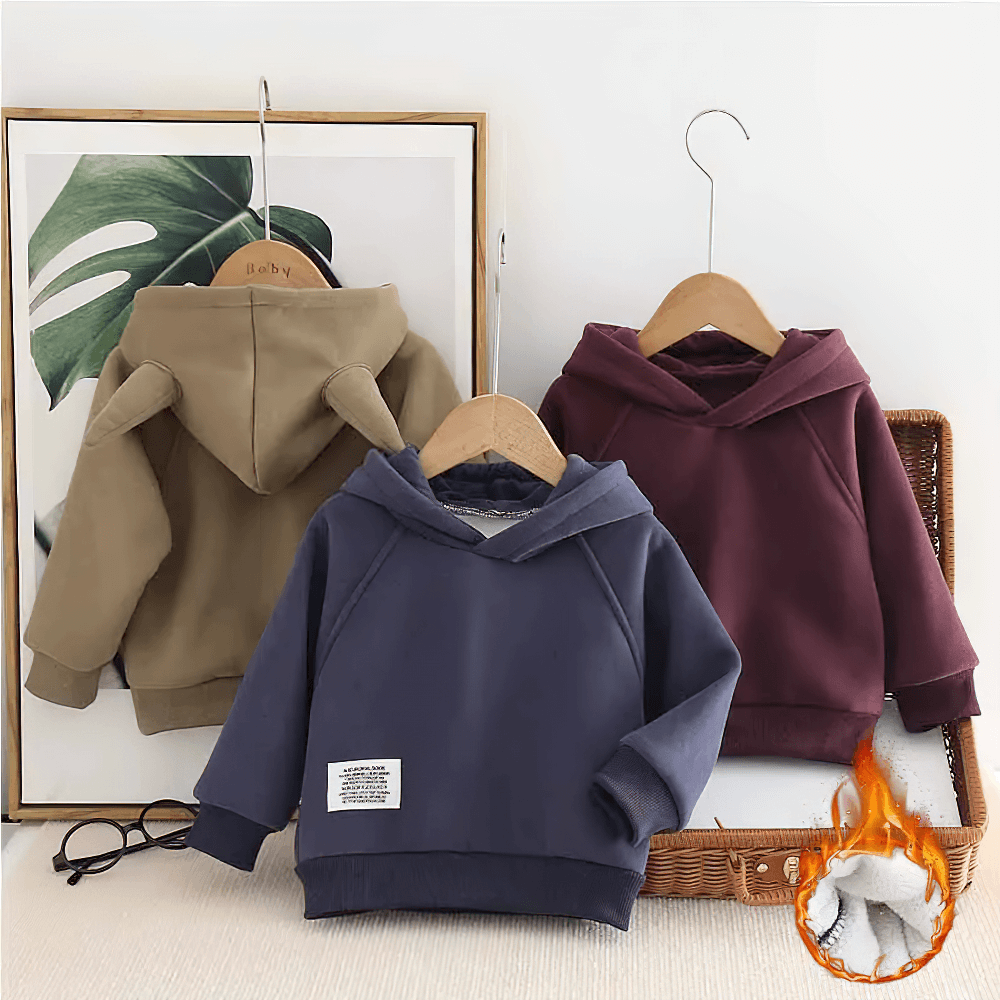 Kids Cozy Hoodie with Cute Horn Detail - SF3764 in trendy colors, perfect pullover for toddlers' playful everyday wear and warmth.