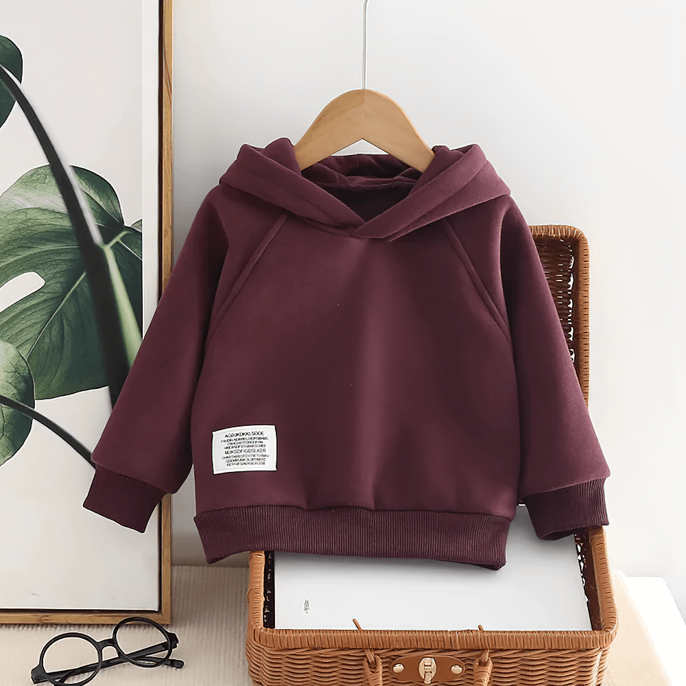 Kids Cozy Hoodie with Cute Horn Detail - SF3764 in maroon, perfect for toddlers, features a unique horn design and soft, warm fabric.