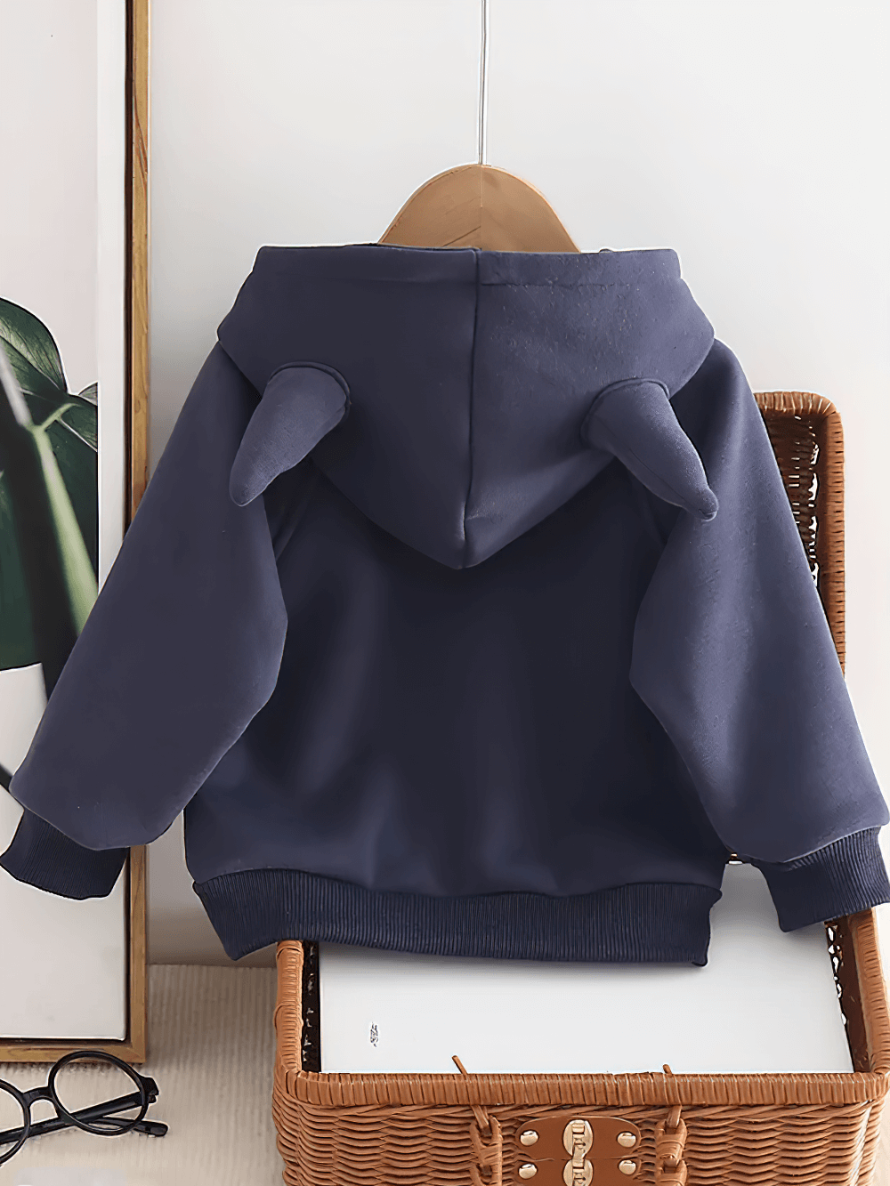 Kids Cozy Hoodie with Cute Horn Detail - SF3764, navy blue toddler pullover with fun horns, perfect for everyday wear and playful style.