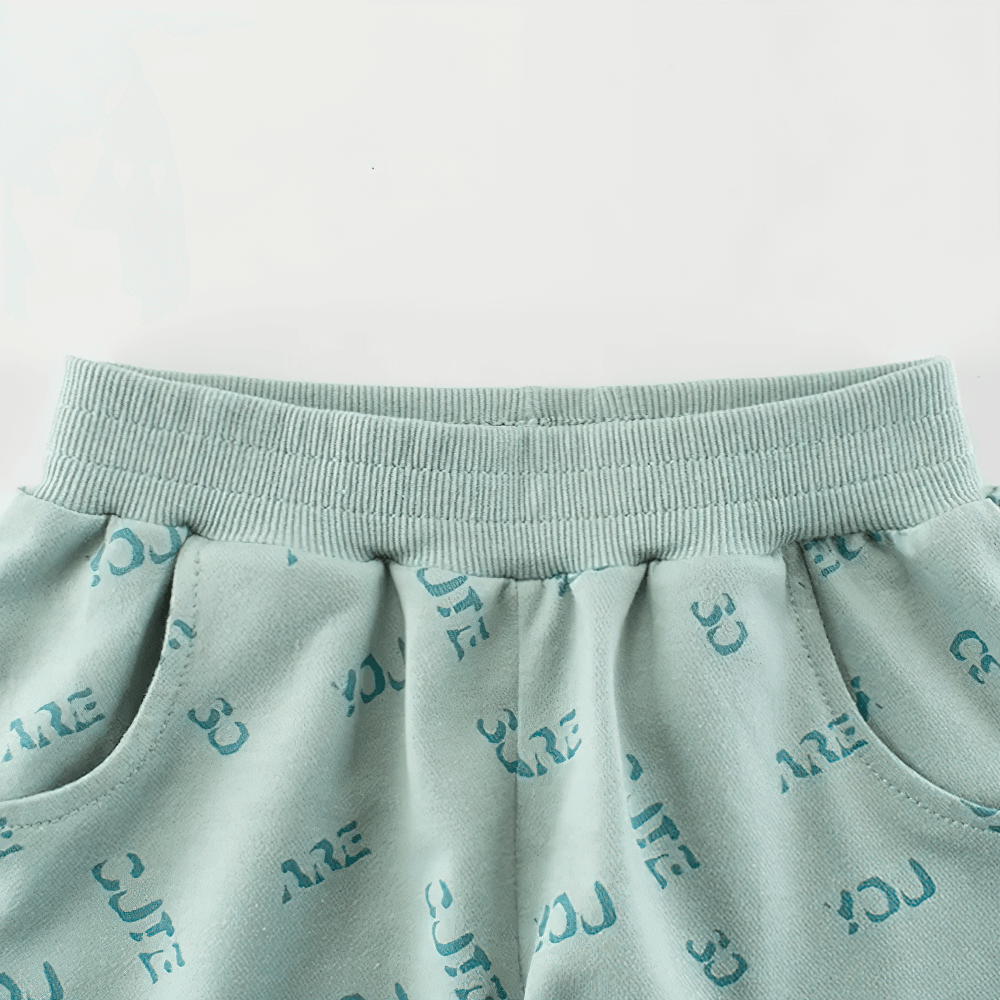 Kids' Cute Print Soft Knit Shorts for Sport - SF3786 with elastic waistband and graphic print, ideal for active kids' summer wear