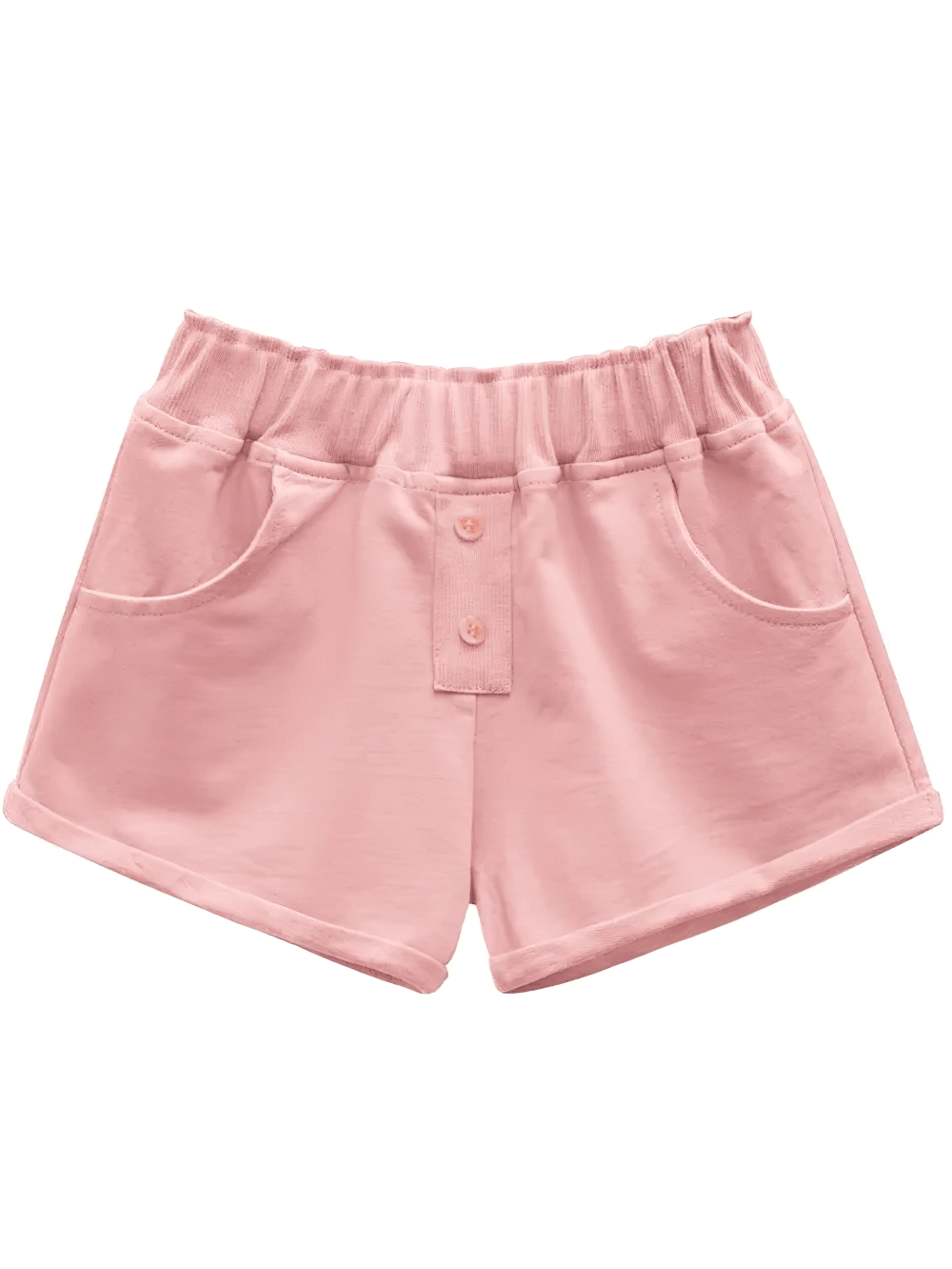 Kids Drawstring Shorts with Pockets and Buttons - SF3791 featuring soft knit design and button detail, ideal for toddlers' playtime wear.