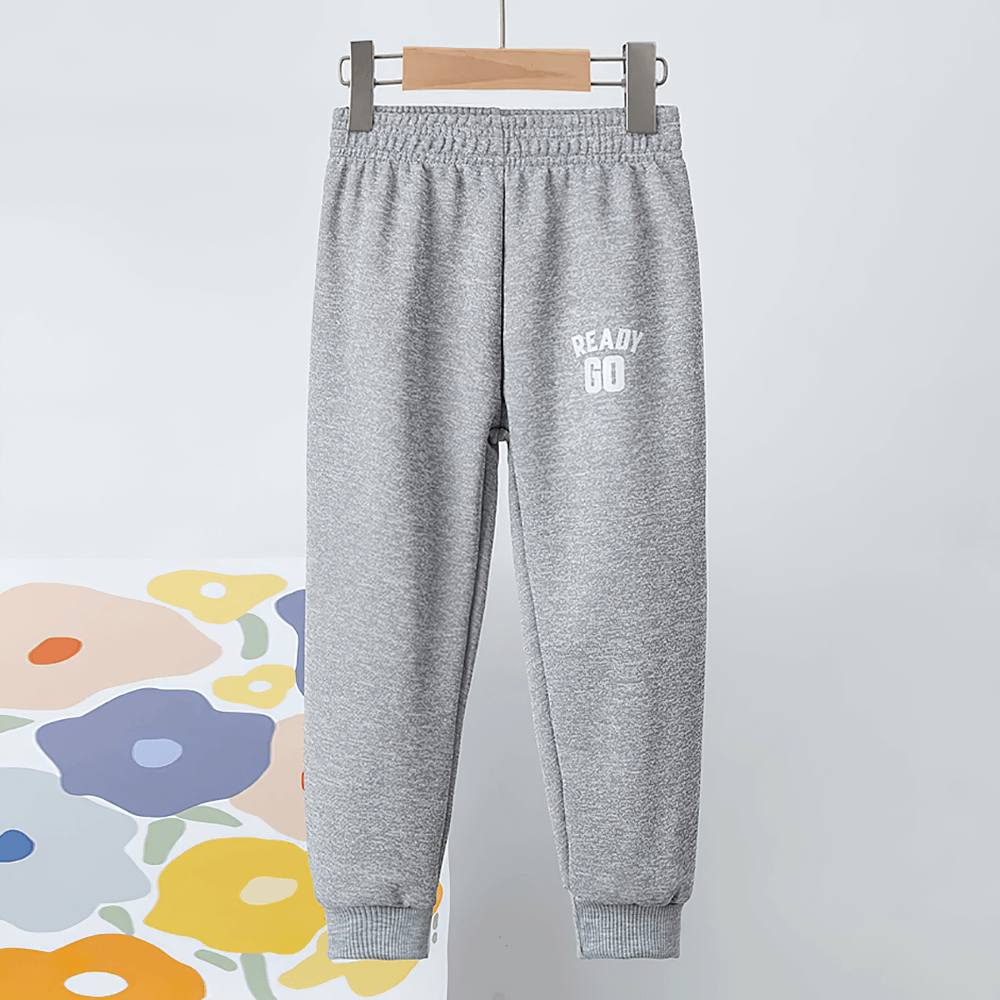Kids Elastic Ankle Sport Pants Ready Go Print - SF3880 with elastic waist and printed design, ideal for active play and outdoor adventures.