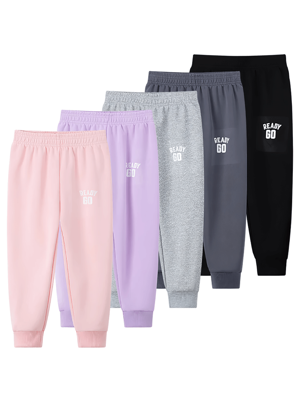 Colorful Kids Elastic Ankle Sport Pants Ready Go Print - SF3880 with ribbed cuffs and elastic waist for active play