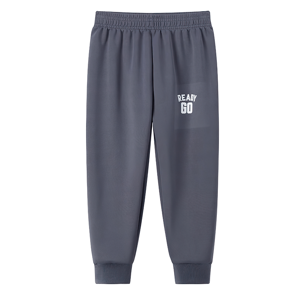 Kids Elastic Ankle Sport Pants Ready Go Print - SF3880 with elastic waist and Ready Go design for active play.