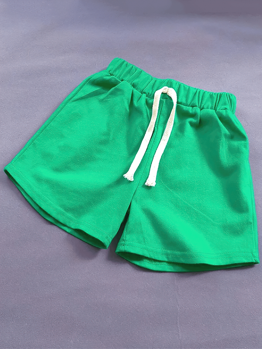 Kids Elastic Waist Cotton Shorts in Bright Colors - SF3767 with adjustable tie, perfect for summer activities.