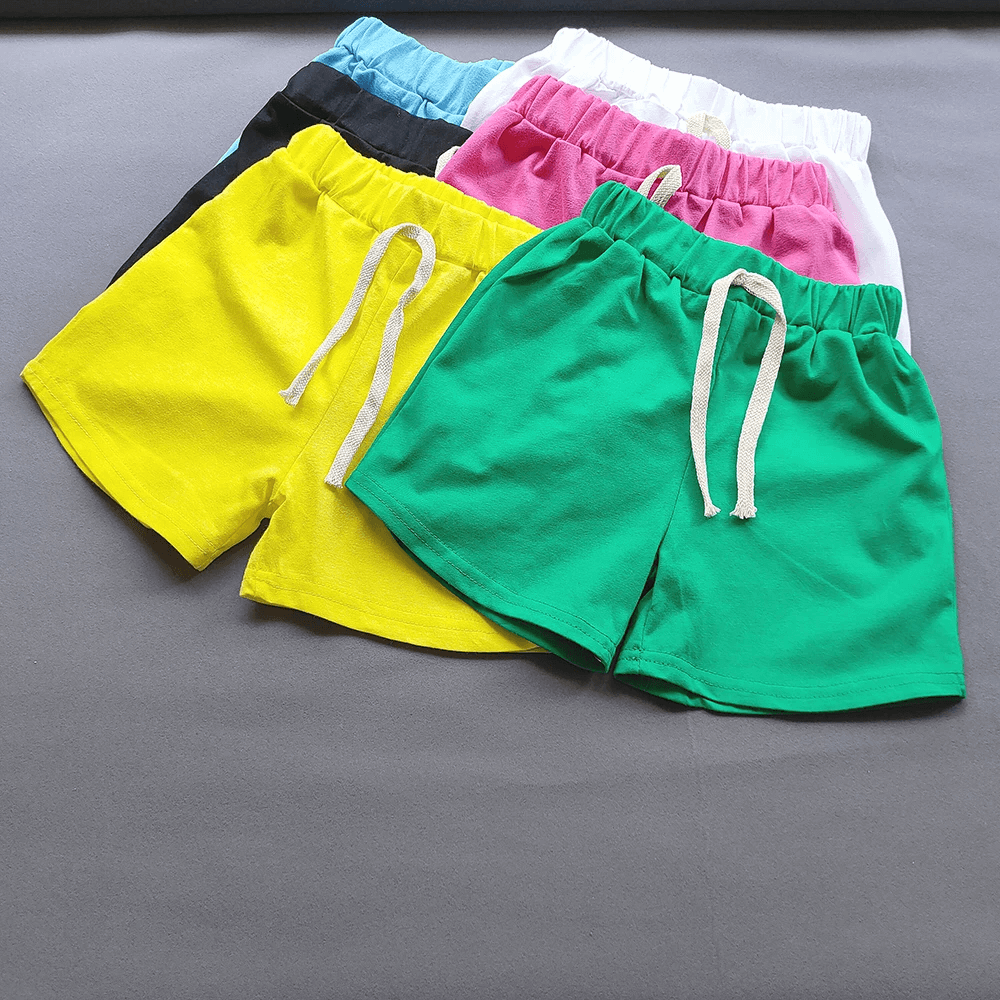 Kids Elastic Waist Cotton Shorts in Bright Colors - SF3767 in various trendy shades