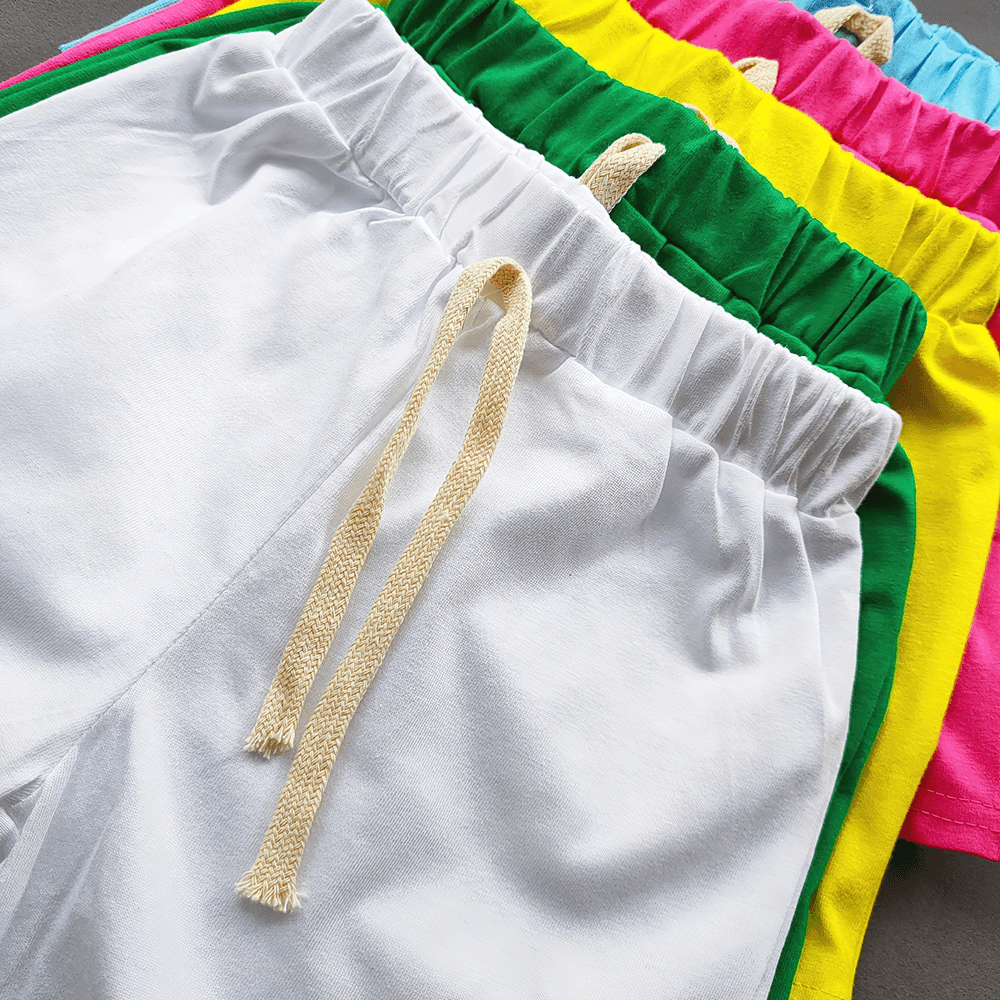 Kids Elastic Waist Cotton Shorts in Bright Colors - SF3767 in vibrant hues, perfect for play, school, and outdoor fun.