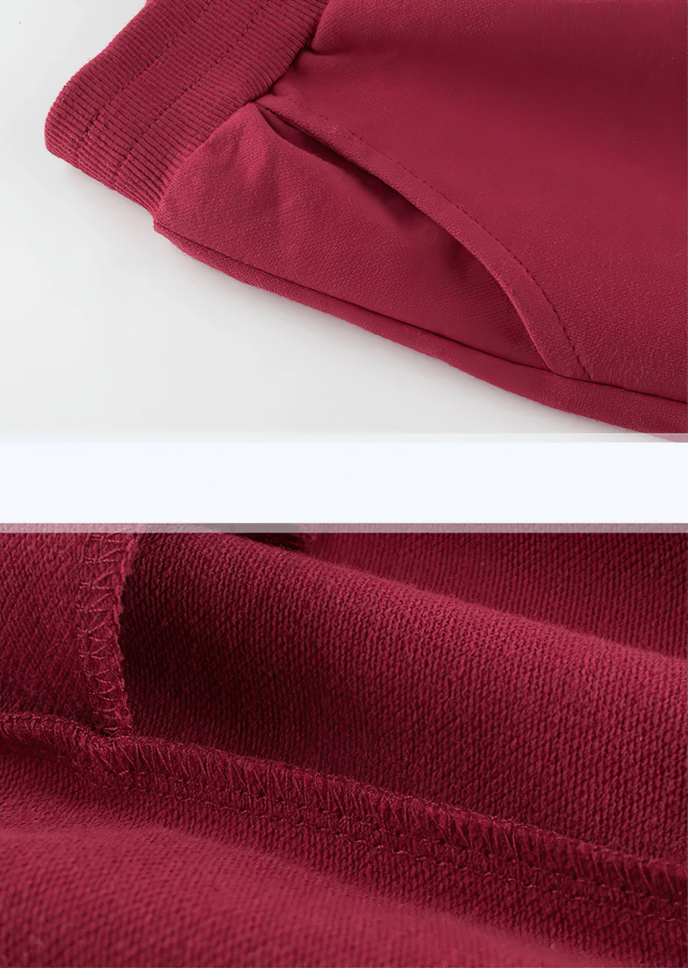 Close-up of Kids Elastic Waist Jogger Pants for Sport - SF3890 showing elastic waistband and stitching detail in maroon color.