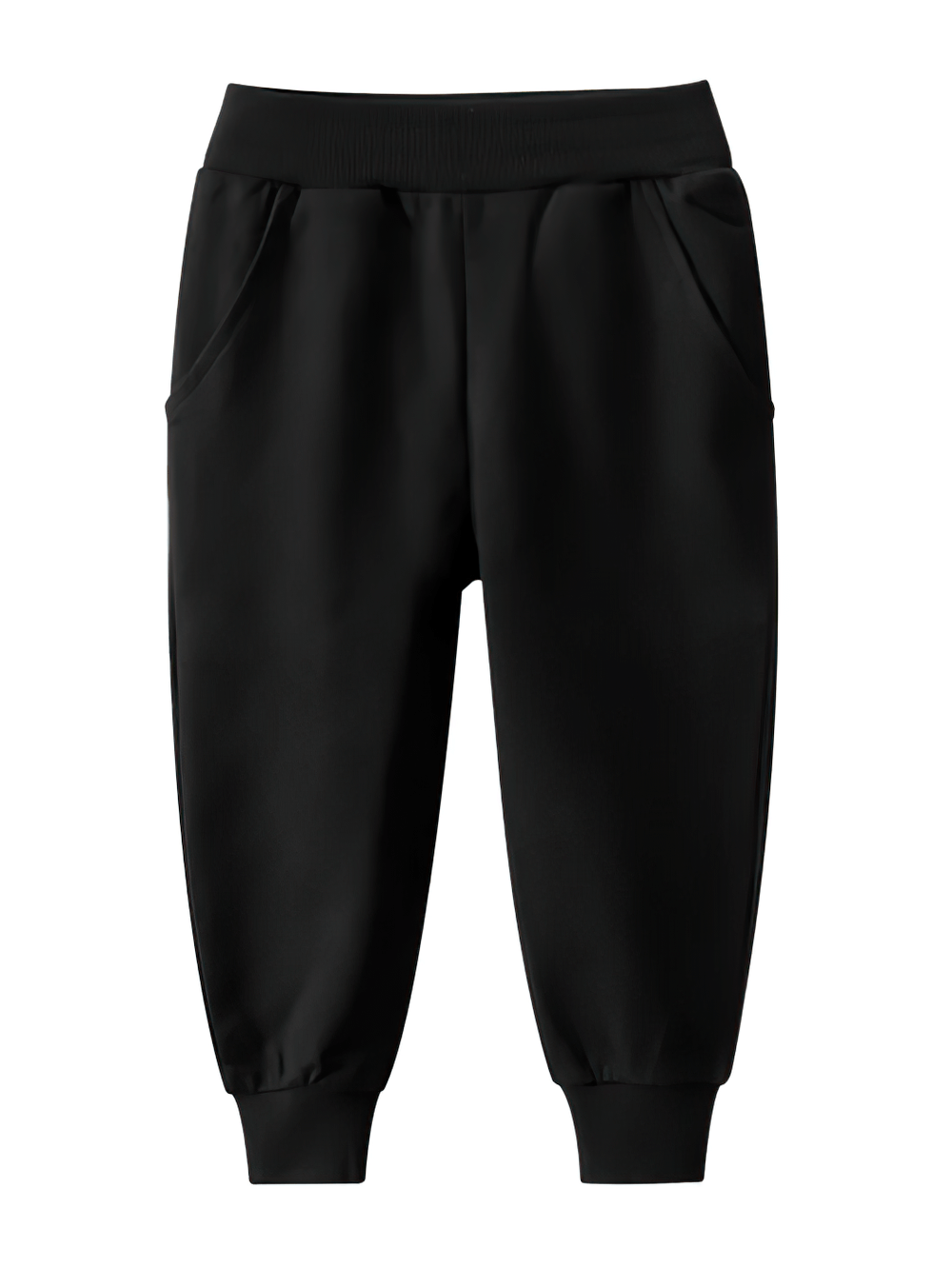 Kids Elastic Waist Jogger Pants for Sport - SF3890 in black, featuring tapered ankle-length cut and elastic waistband for active play.