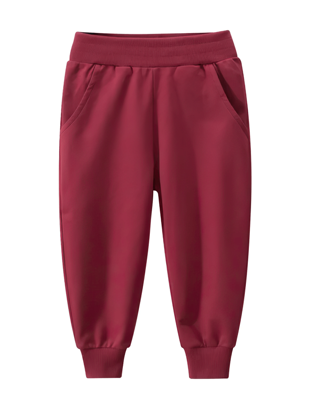 Kids Elastic Waist Jogger Pants for Sport - SF3890 in red, designed for active play with an ankle-length cut and tapered cuffs.