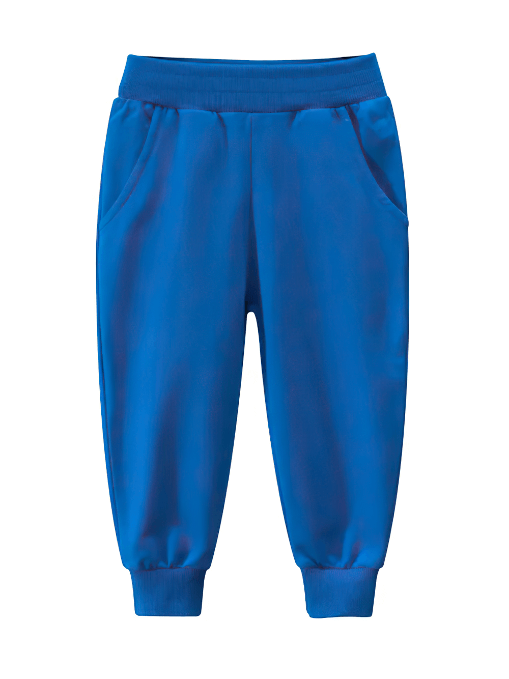 Blue Kids Elastic Waist Jogger Pants for Sport - SF3890 with ankle-length cut and tapered cuffs for active play.