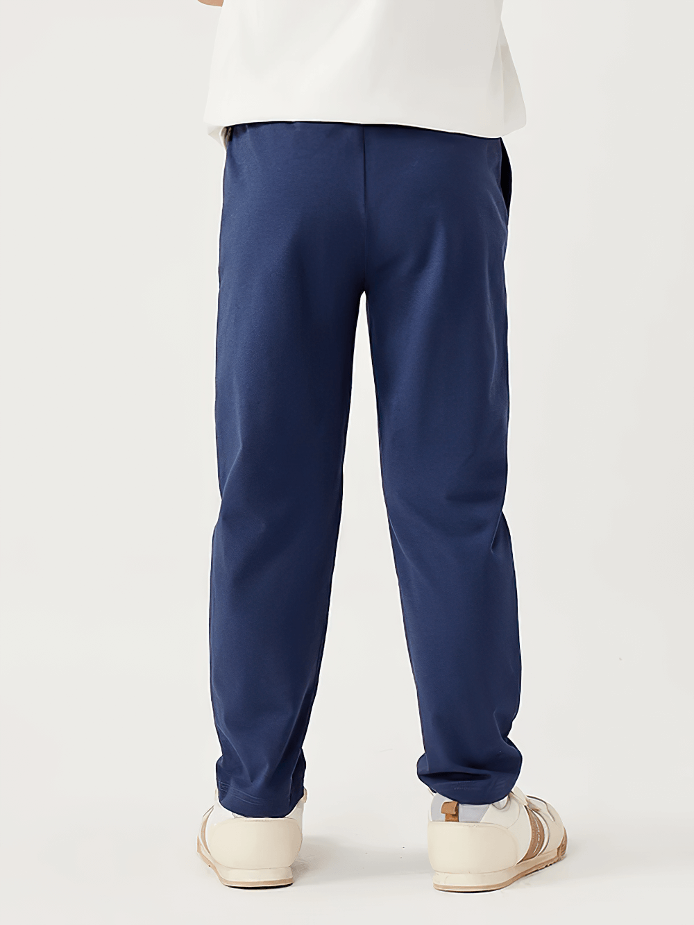 Back view of Kids Elastic Waist Soft Cotton Sport Pants - SF3800 in navy blue, ideal for active play and daily wear.