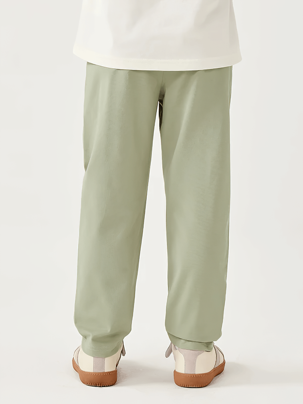 Kids Elastic Waist Soft Cotton Sport Pants - SF3800, green color, showing back view on child wearing casual outfit, ideal for active play.