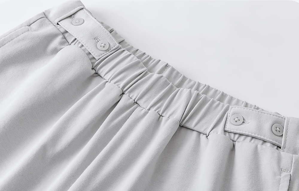 Close-up of Kids Elastic Waist Soft Cotton Sport Pants - SF3800, showcasing the elastic waist design and soft grey fabric.