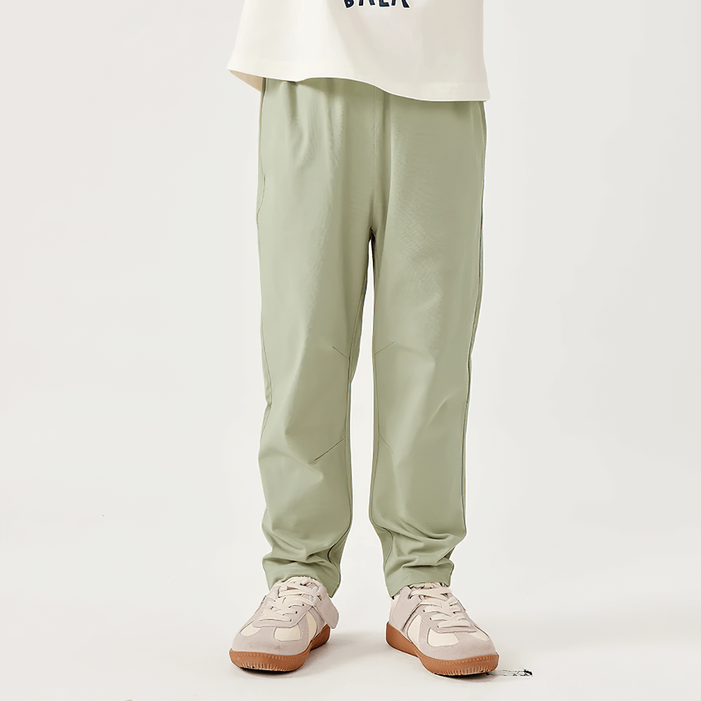 Kids Elastic Waist Soft Cotton Sport Pants - SF3800 in light green, perfect for daily wear with elastic waist and straight-leg cut.