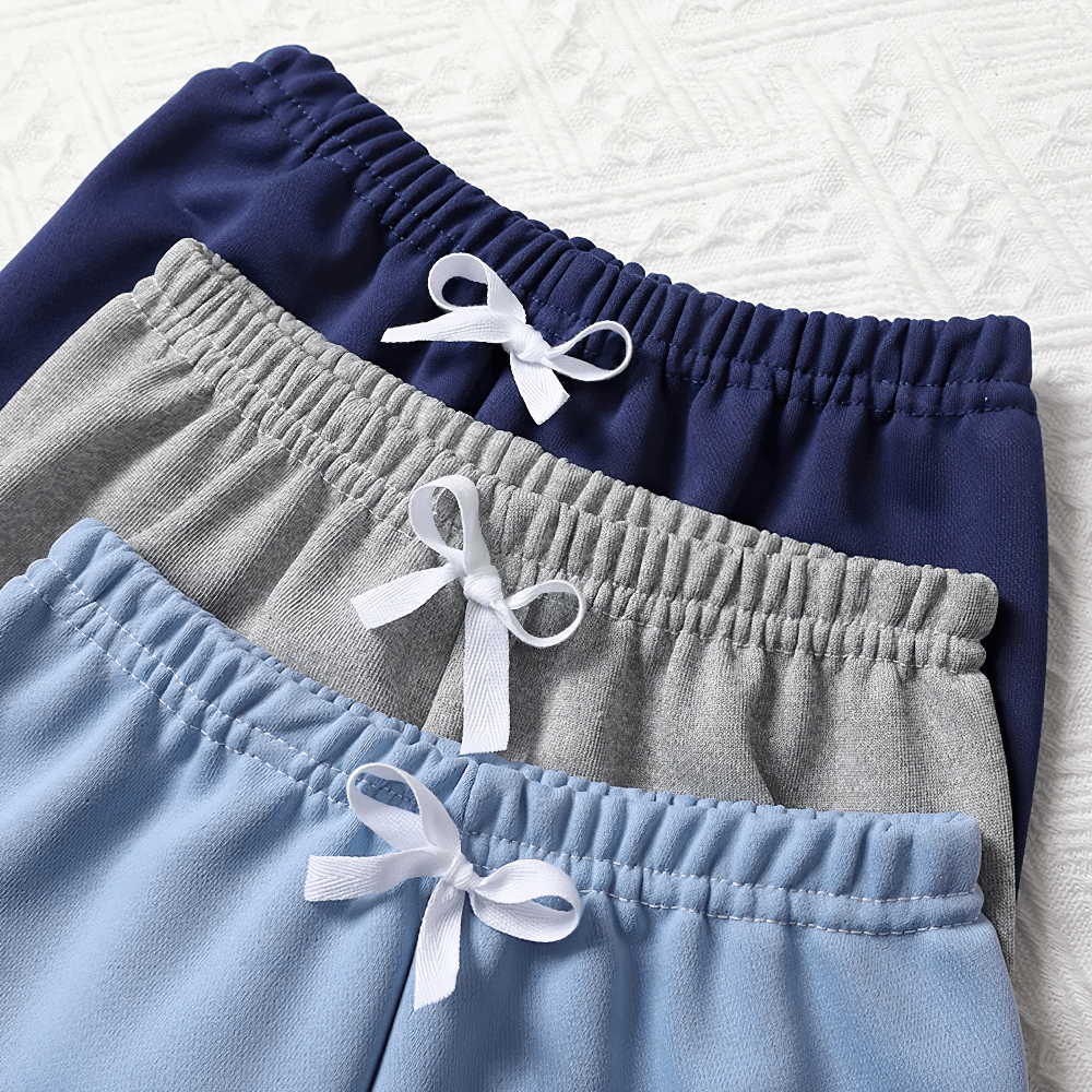 Kids Elastic Waist Sport Jogger Pants Multi Color - SF3861 with elastic waistband and ribbon detail in navy, grey, and light blue.
