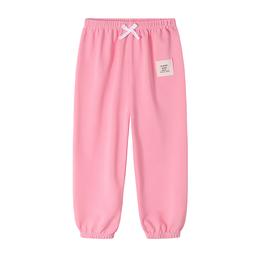 Kids Elastic Waist Sport Jogger Pants Multi Color - SF3861 in pink with elastic waistband and tapered ankle-length, ideal for active play.