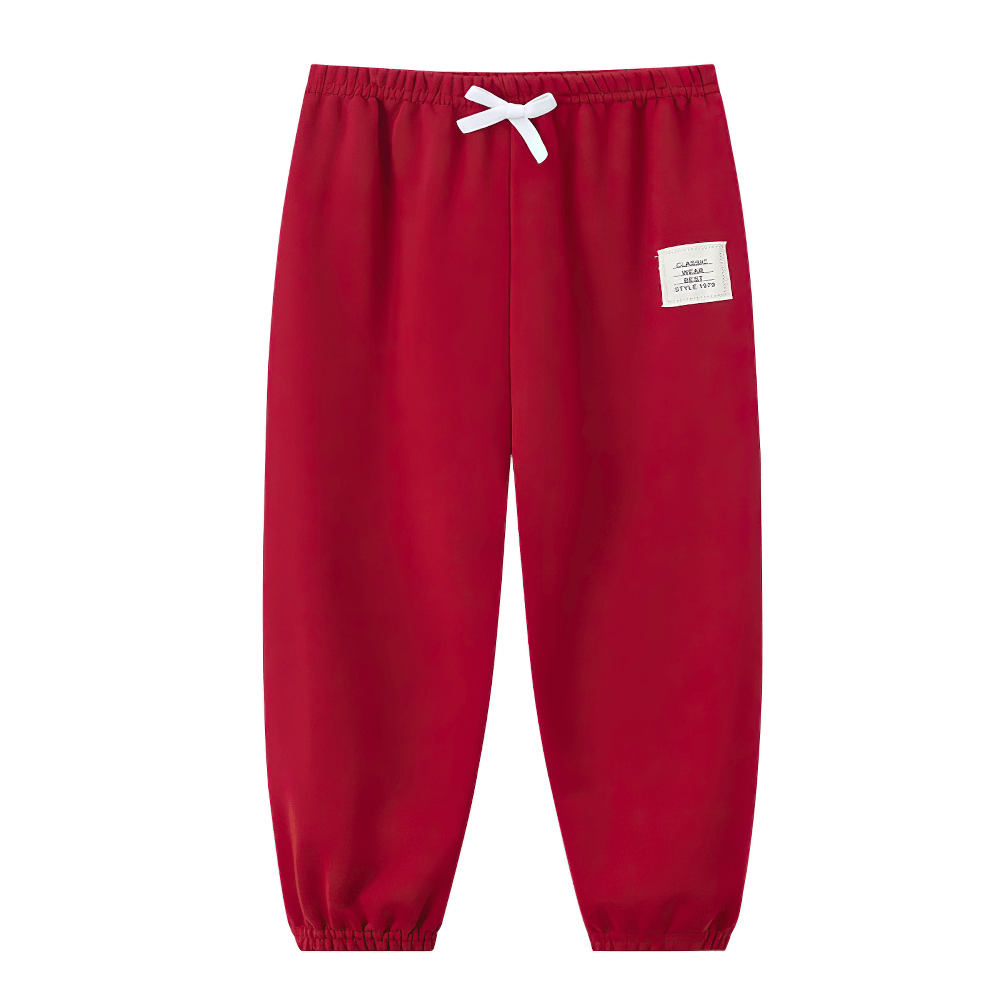 Kids Elastic Waist Sport Jogger Pants Multi Color - SF3861 in vibrant red, designed for active play and everyday wear with elastic waistband and tapered fit.