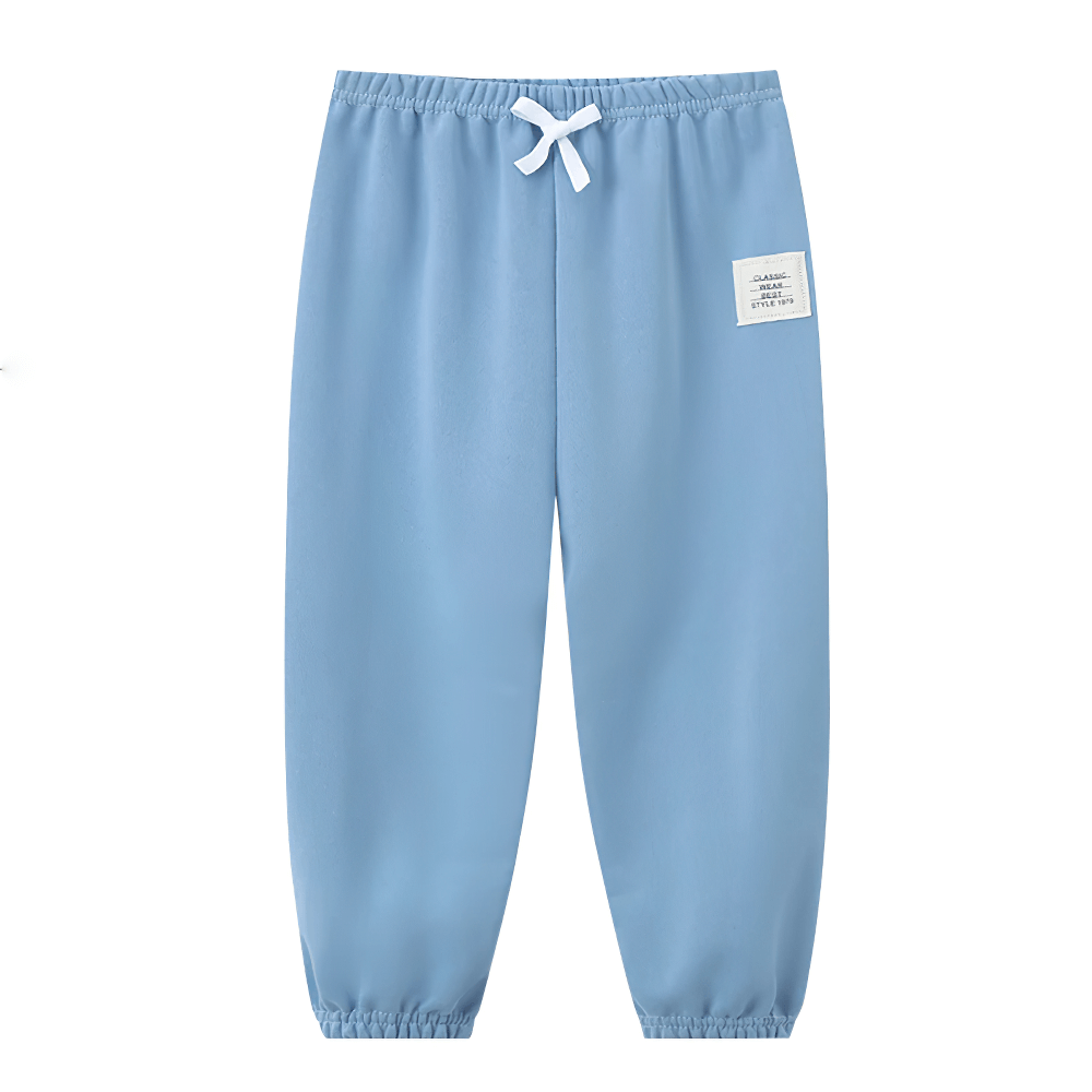 Kids Elastic Waist Sport Jogger Pants Multi Color - SF3861 stylish children's blue pants with an elastic waistband and tapered design.