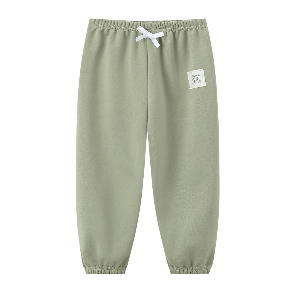 Kids Elastic Waist Sport Jogger Pants Multi Color - SF3861 in light green with an elastic waistband and tapered design for active kids.