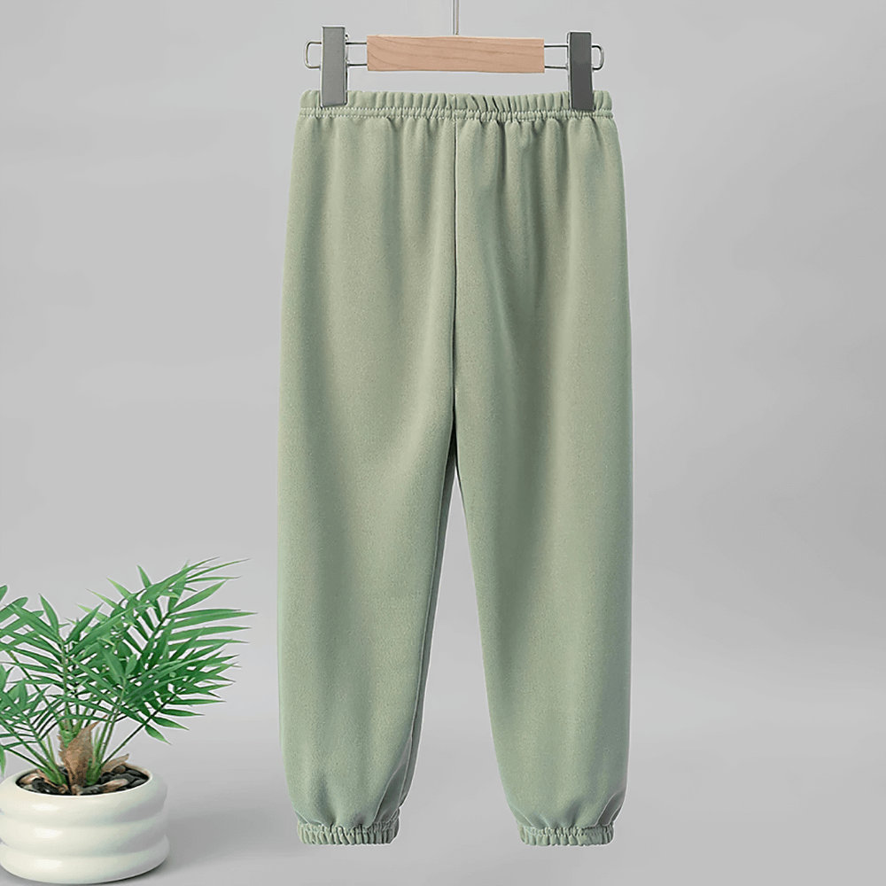Green Kids Elastic Waist Sport Jogger Pants Multi Color - SF3861 with tapered ankle length, perfect for school and outdoor activities.