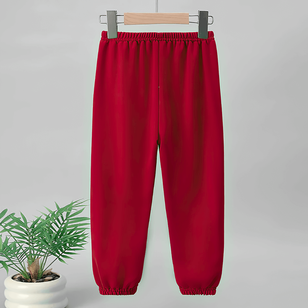Kids Elastic Waist Sport Jogger Pants Multi Color - SF3861 in vibrant red, designed for active movement with elastic waistband and tapered fit.