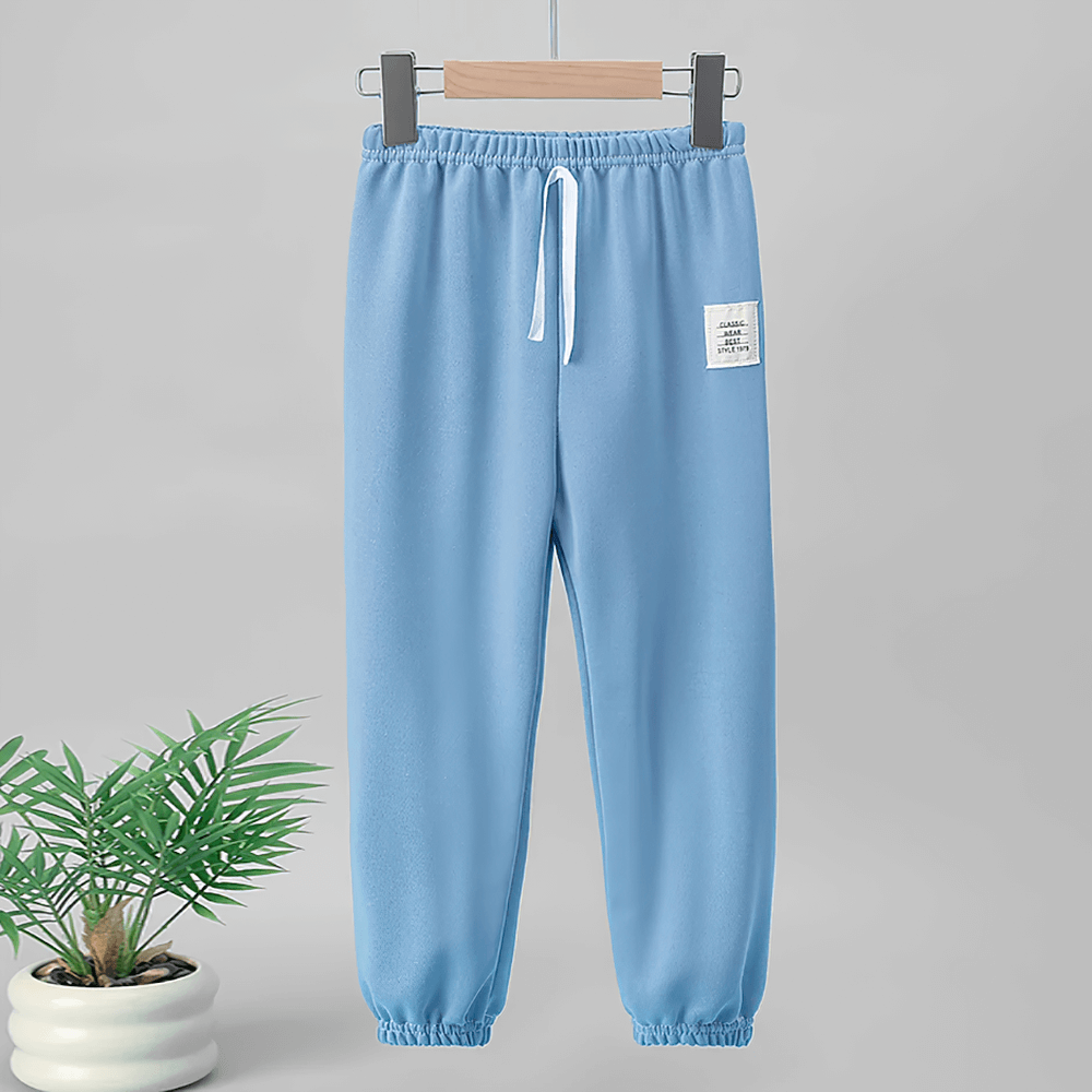 Light blue Kids Elastic Waist Sport Jogger Pants Multi Color - SF3861 with elastic waistband, perfect for children’s active wear.