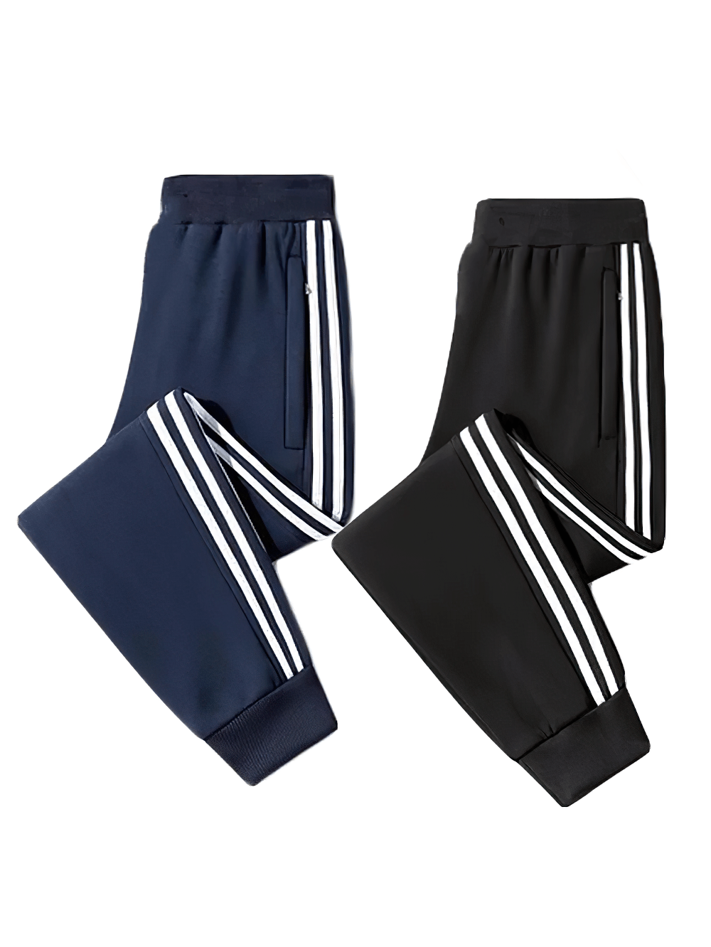 Kids Fleece Lined Striped Sports Jogger Pants - SF3810 in black and navy, showing warm insulated design for active kids.