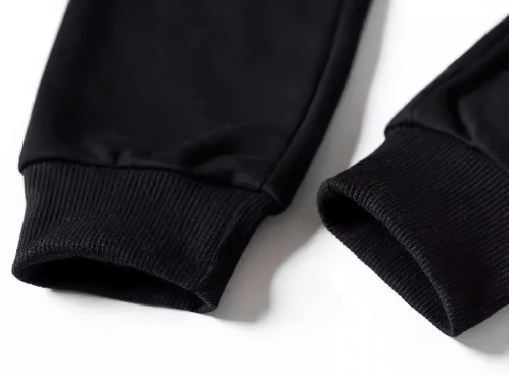 Close-up of Kids Fleece Lined Striped Sports Jogger Pants - SF3810 with ribbed cuffs and insulated soft fleece lining for warmth.