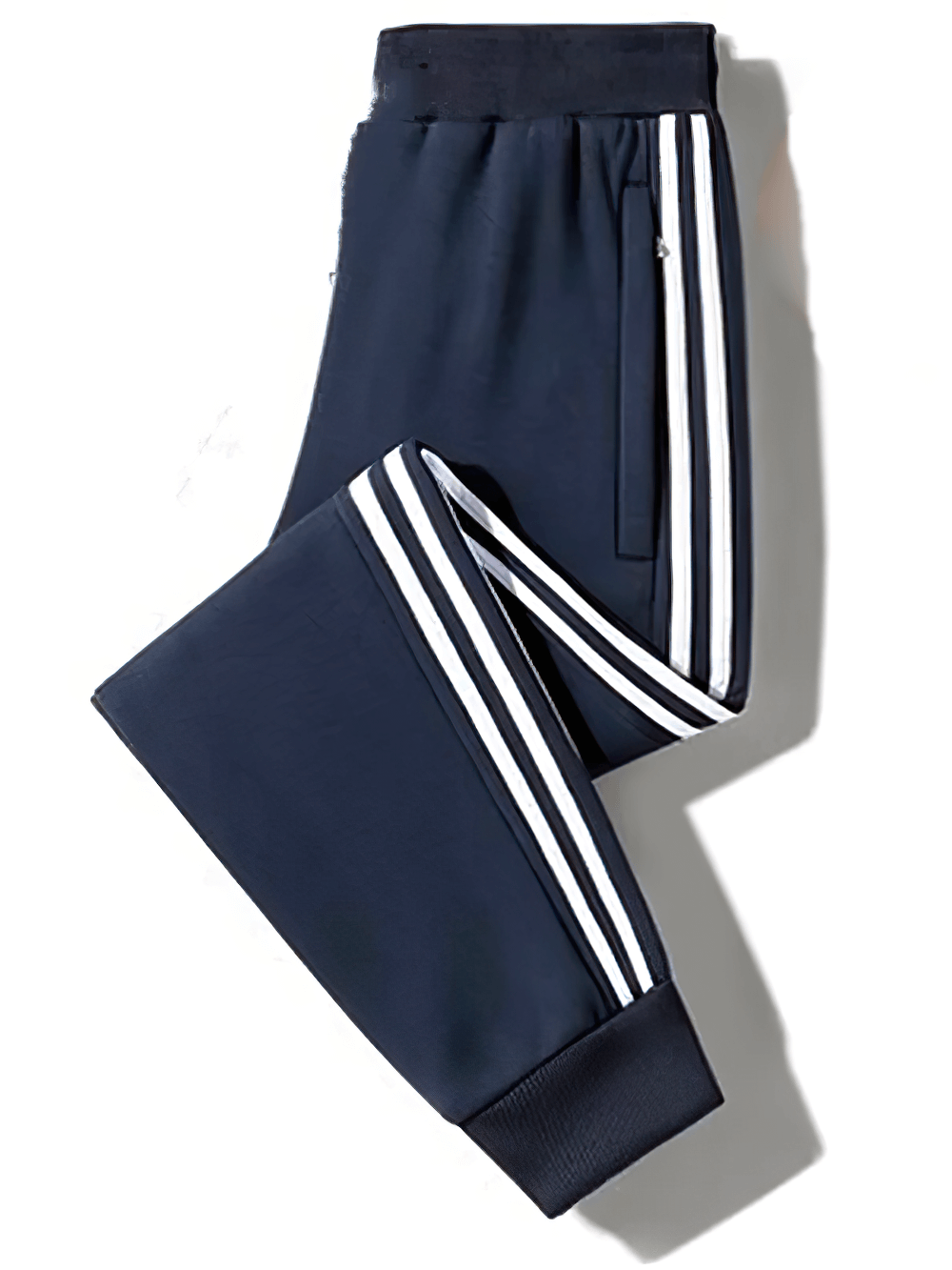 Kids Fleece Lined Striped Sports Jogger Pants - SF3810, navy blue with white stripes, elastic waist, fleece lining for warmth.