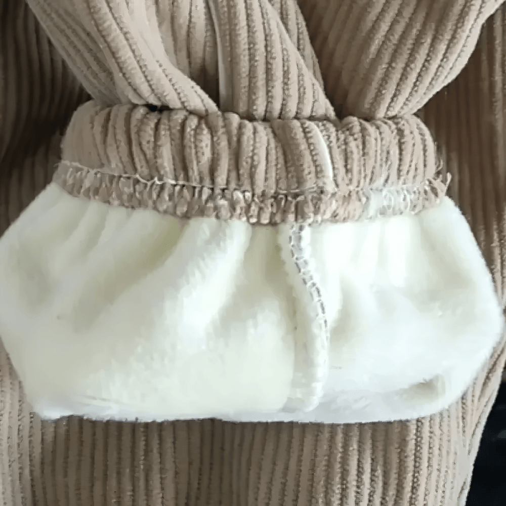 Close-up of Kids Fleece-Lined Sweatpants with Side Stripe - SF3717 showing soft fleece interior and elastic waist for warmth and comfort.