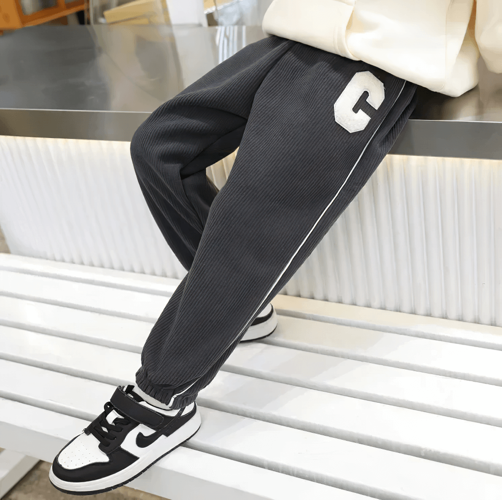 Kids Fleece-Lined Sweatpants with Side Stripe - SF3717 showcasing stylish design and comfort for children